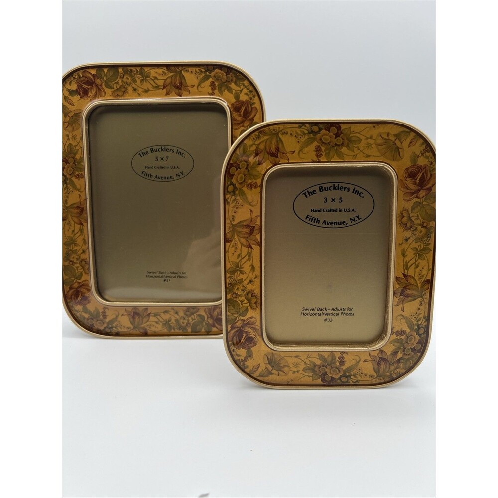 2 Bucklers Fifth Ave Amber Enamel Metal Frames MCM Hollywood Regency Vintage